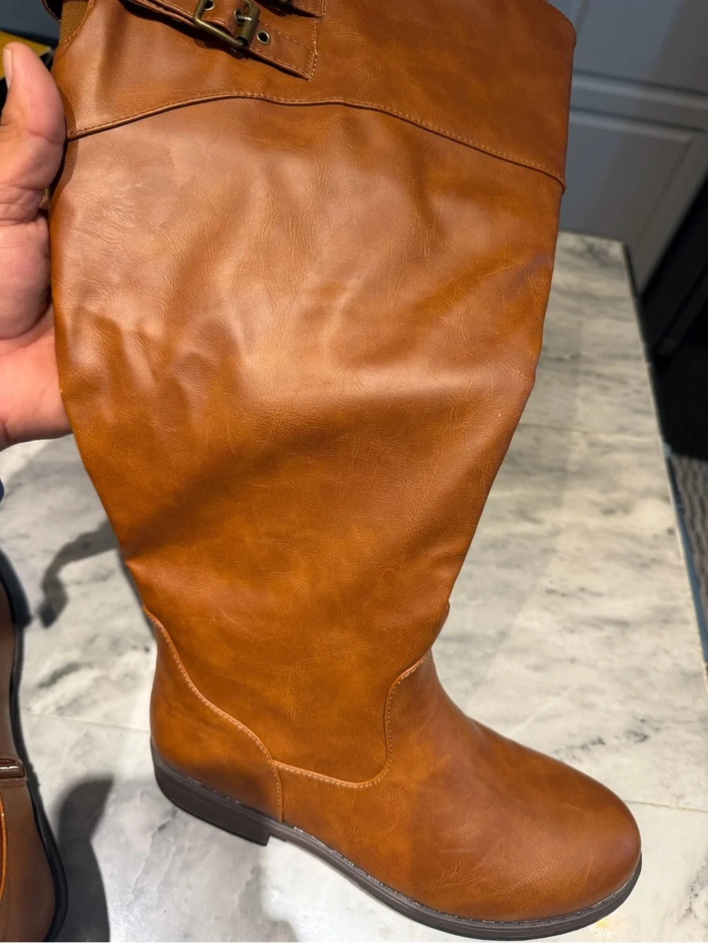 Women's Over-the-Knee Buckle Riding Boots - Cognac journee collection 10 extra w